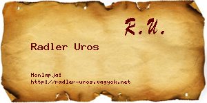 Radler Uros névjegykártya